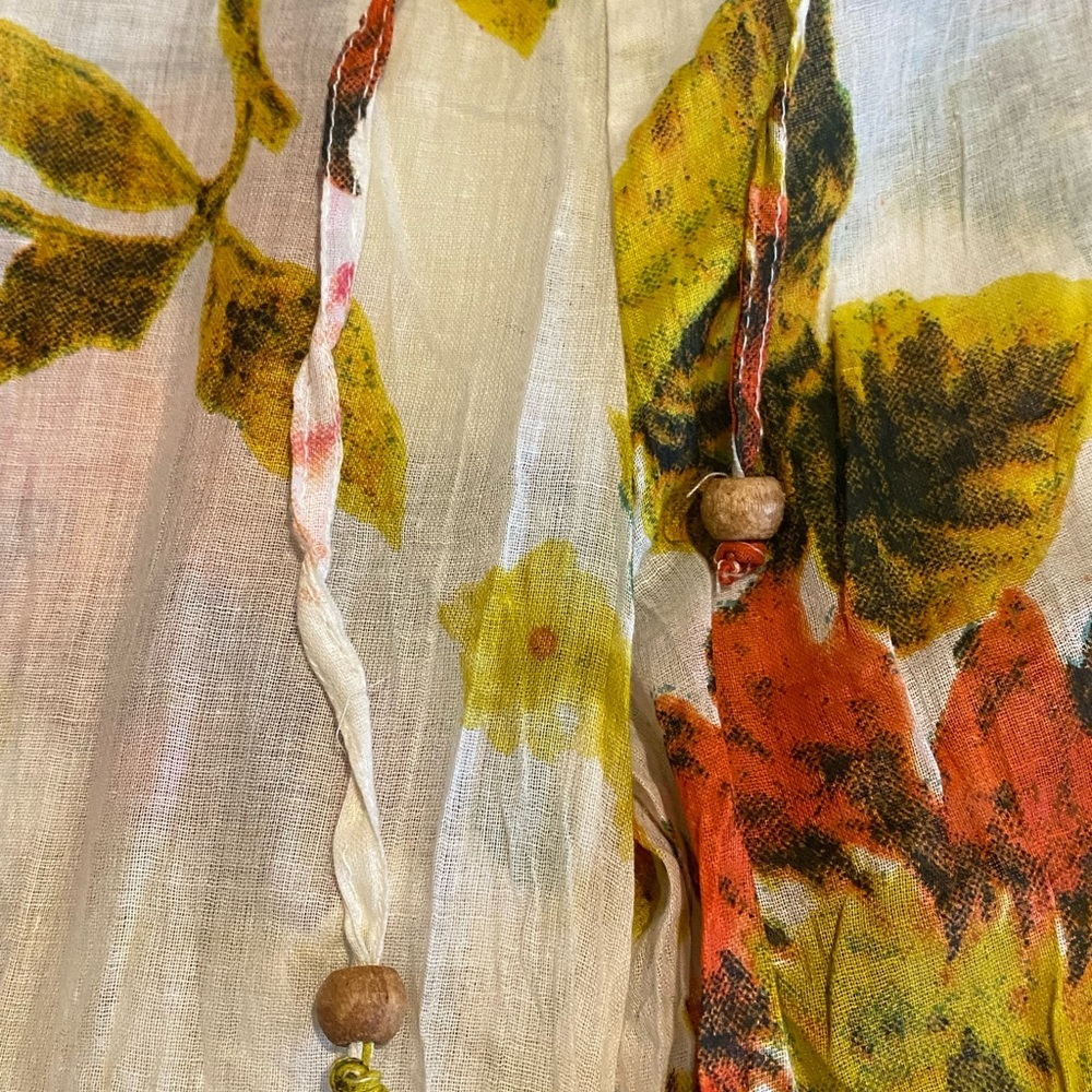 Gauze Palazzo Pants | Floral Print Wide-Leg Boho Pants Resortwear NWT M - Picture 10 of 13